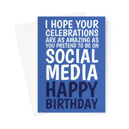 funny social media birthday card with sarcastic pretend to be online birthday message