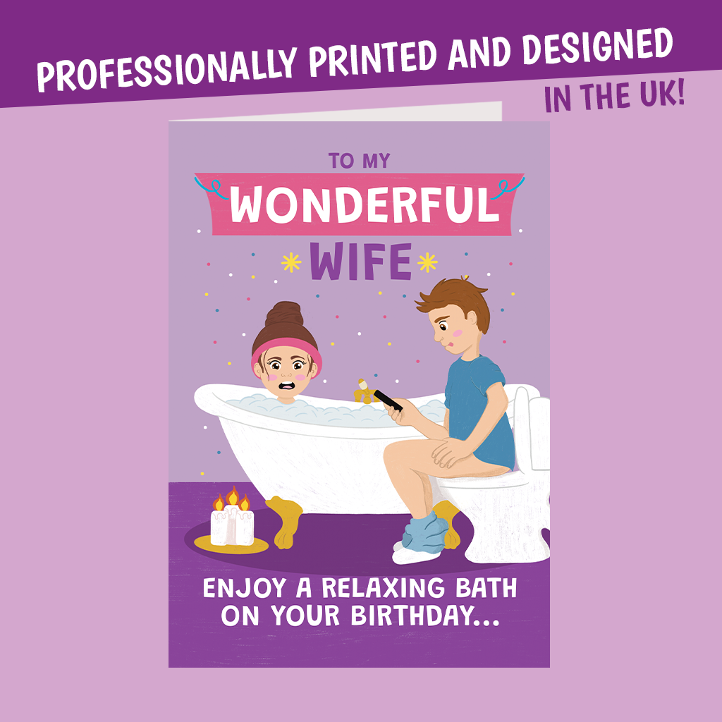 Funny birthday card for wife professionally printed and designed in the UK