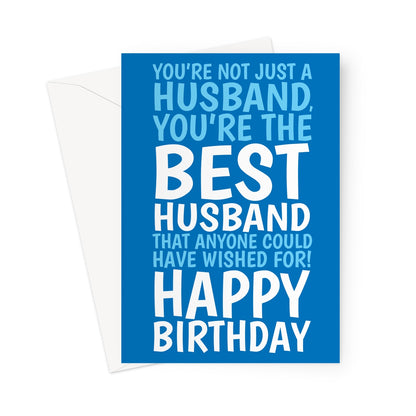 husband birthday card with bold blue typography and best husband birthday message