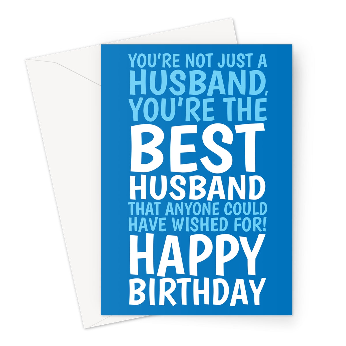 husband birthday card with bold blue typography and best husband birthday message