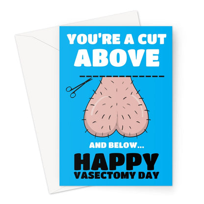 Vasectomy Day Card - Cut Above & Below Greeting Card Cupsie's Creations