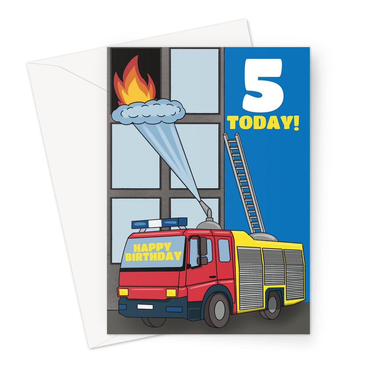 Child's 5th Birthday Card - Fire Engine – Cupsie's Creations