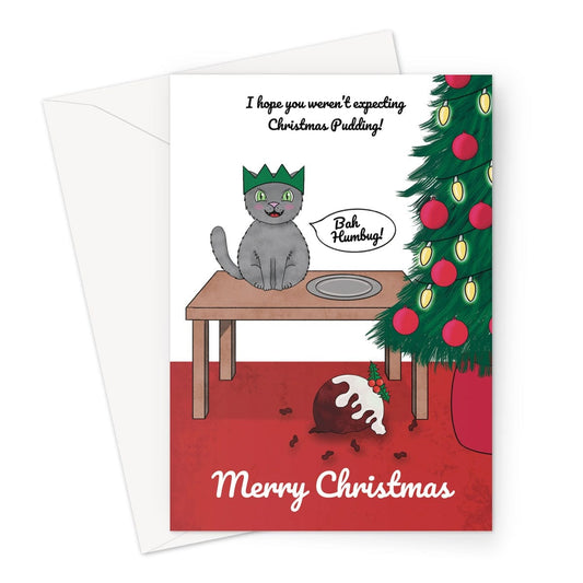 Merry Christmas Card - Bah humbug Cat - A5 Greeting Card